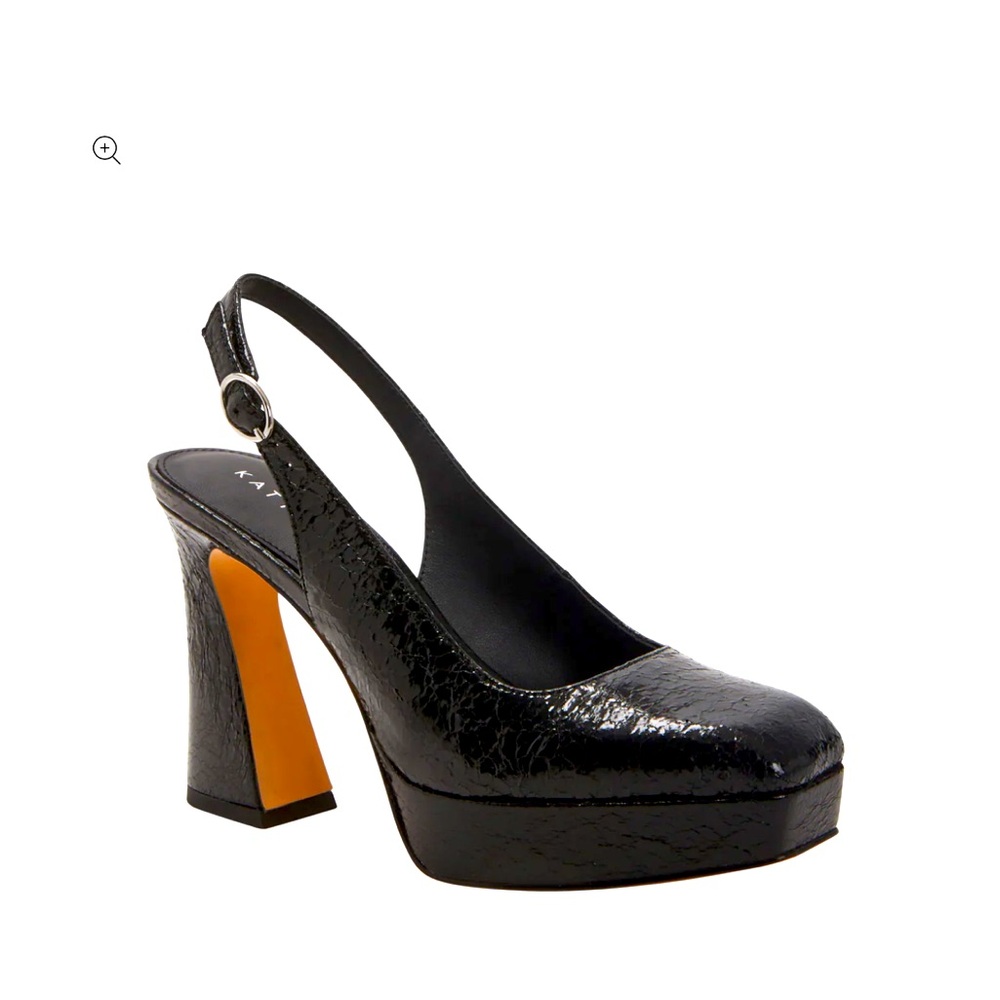 Katy Perry Womens The Square Sling-Back Black Adjustable Slingback Heels 8.5